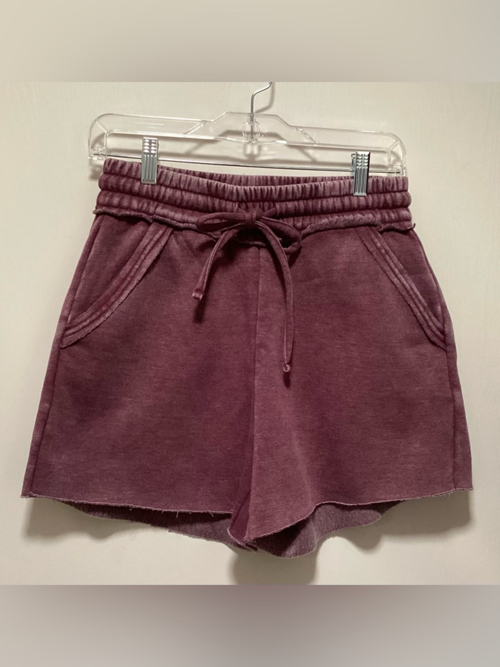Zenana Plum Drawstring Fleece Shorts
